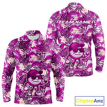 Load image into Gallery viewer, Pink tropical flower leaf pattern funny Golf polo shirts For Men Custom mens golf outfits NQS10120