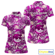 Load image into Gallery viewer, Pink tropical flower leaf pattern funny Golf polo shirts for Women Custom ladies golf outfits NQS10120