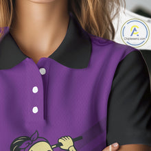 Load image into Gallery viewer, Funny argyle pattern Skull Women Golf Polo Shirt Custom ladies golf attire, cool golf gift | Purple NQS10657