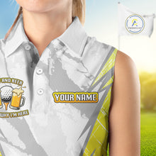 Load image into Gallery viewer, Golf and beer That&#39;s why I&#39;m here Funny Women sleeveless polo shirt Custom Team Golf shirt for ladies NQS10133