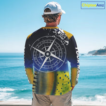 Load image into Gallery viewer, Personalized Mahi Mahi, Wahoo, Tuna scales blue Fishing Shirts, compass offshore tournament Shirts NQS10371