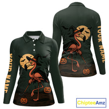Load image into Gallery viewer, Halloween flamingo Women golf polo shirt custom Halloween golf tops for ladies, unique golf gifts NQS10378