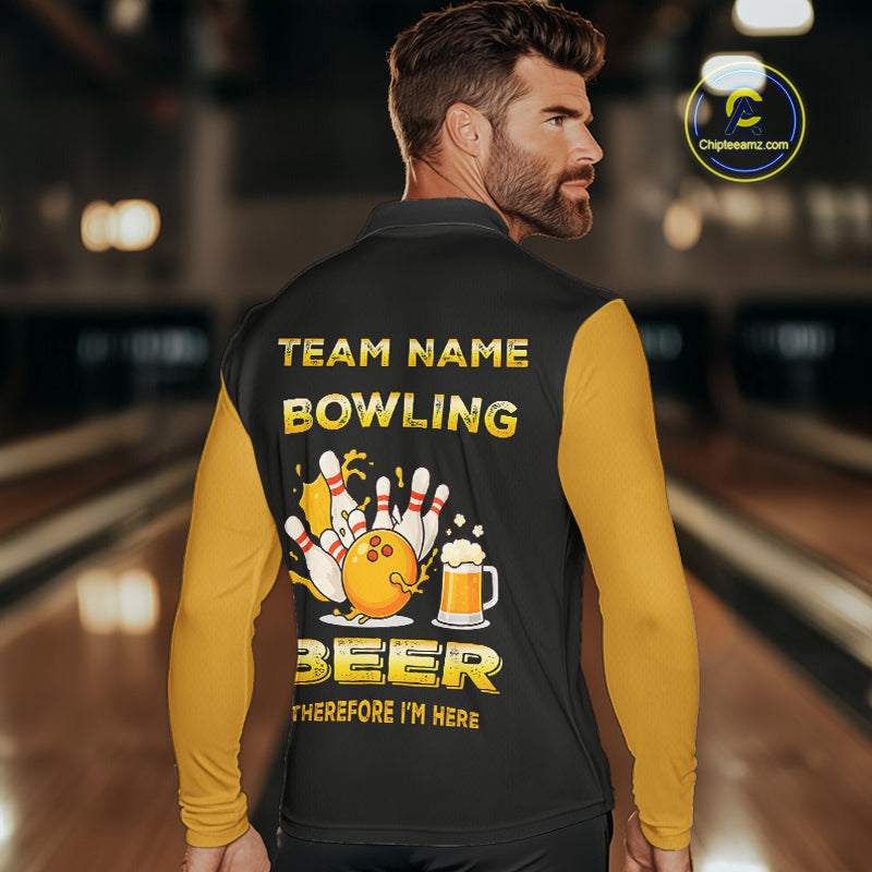 Bowling & Beer therefore i'm here custom funny Bowling shirts for Men, Bowling team apparel NQS10274