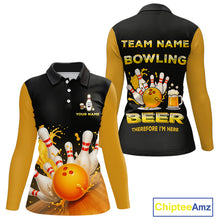 Load image into Gallery viewer, Bowling &amp; Beer therefore i'm here custom funny Bowling shirts for Women, Bowling team apparel NQS10274