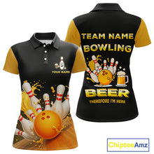 Load image into Gallery viewer, Bowling &amp; Beer therefore i'm here custom funny Bowling shirts for Women, Bowling team apparel NQS10274