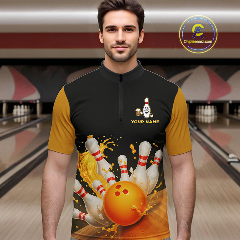 Bowling & Beer therefore i'm here custom funny Bowling shirts for Men, Bowling team apparel NQS10274