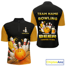 Load image into Gallery viewer, Bowling &amp; Beer therefore i'm here custom funny Bowling shirts for Men, Bowling team apparel NQS10274