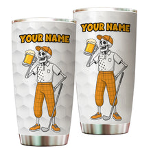 Load image into Gallery viewer, 1PC Funny Skull White Golf Beer Tumbler Custom Stainless Steel Tumbler Cup - personalized golf gifts NQS9881