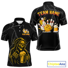 Load image into Gallery viewer, Bowling And Beer Custom Skull Bowling Shirts For Men, Halloween Bowling Outfits NQS10518