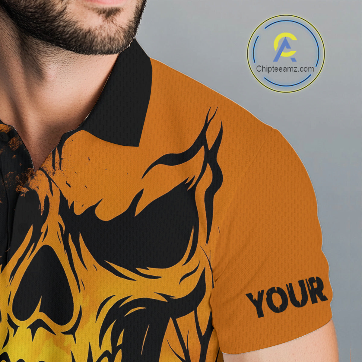 Custom Skull Golf Polo Shirts For Men Halloween Golf Outfits, personalized golf gifts NQS10619