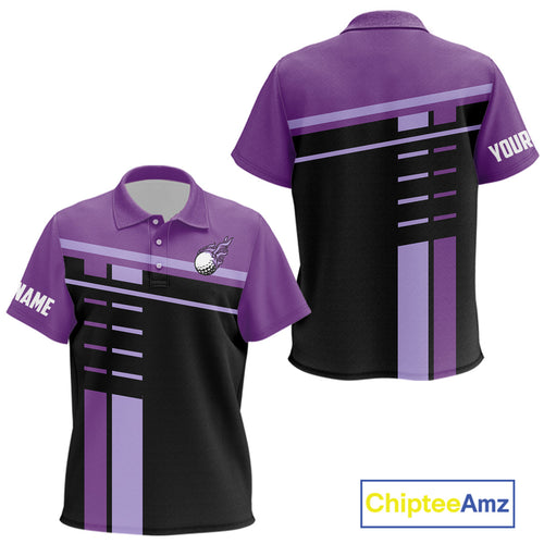 Personalized Black and Purple Kid golf polo shirts, Custom Golf Shirts For Team Kid golfers NQS10160