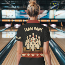 Load image into Gallery viewer, Retro Bowling Polo, Quarter Zip Shirt for Women Custom Vintage Team Bowling Jersey, Gift For Bowlers NQS10567