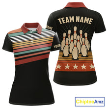 Load image into Gallery viewer, Retro Bowling Polo, Quarter Zip Shirt for Women Custom Vintage Team Bowling Jersey, Gift For Bowlers NQS10567