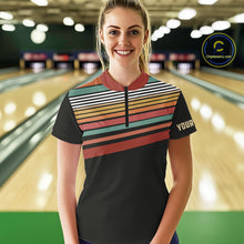 Load image into Gallery viewer, Retro Bowling Polo, Quarter Zip Shirt for Women Custom Vintage Team Bowling Jersey, Gift For Bowlers NQS10567