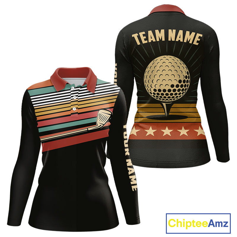 Retro Womens golf polo shirt Custom Vintage Team Golf attire for ladies, Gift For Golfers NQS10568