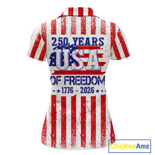 Load image into Gallery viewer, Custom 250 years of freedom American Flag Womens Golf Polo shirts, patriotic team golf jerseys NQS11598