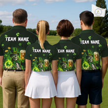 Load image into Gallery viewer, Funny Skull drink beer St Patrick's day Green shamrock Mens Golf Polo Shirts Custom mens golf apparel NQS11411