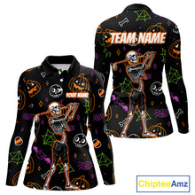Load image into Gallery viewer, Personalized Funny Halloween Pattern Skull Golf Polo Shirts For Women, Halloween Ladies Golf Gifts NQS10836