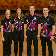 Load image into Gallery viewer, Black and Pink Funny zombie Bowling Shirts For Women Custom Ladies Bowling team league jerseys NQS11442