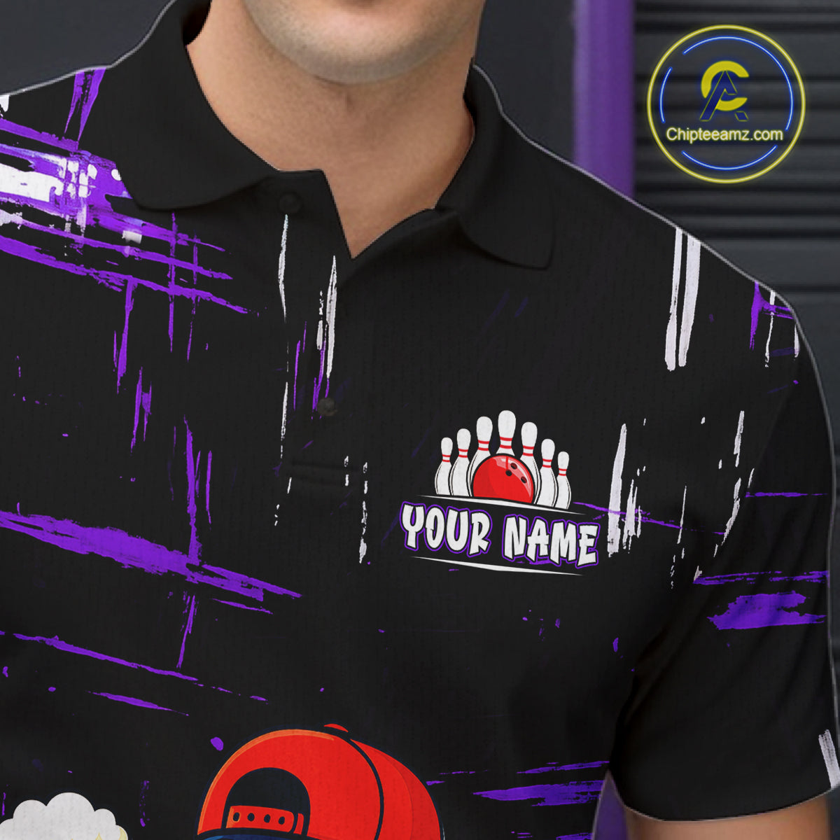Custom Black And Purple Funny Beer Bowling Men Polo, Quarter Zip Shirts, funny bowling shirts NQS11489