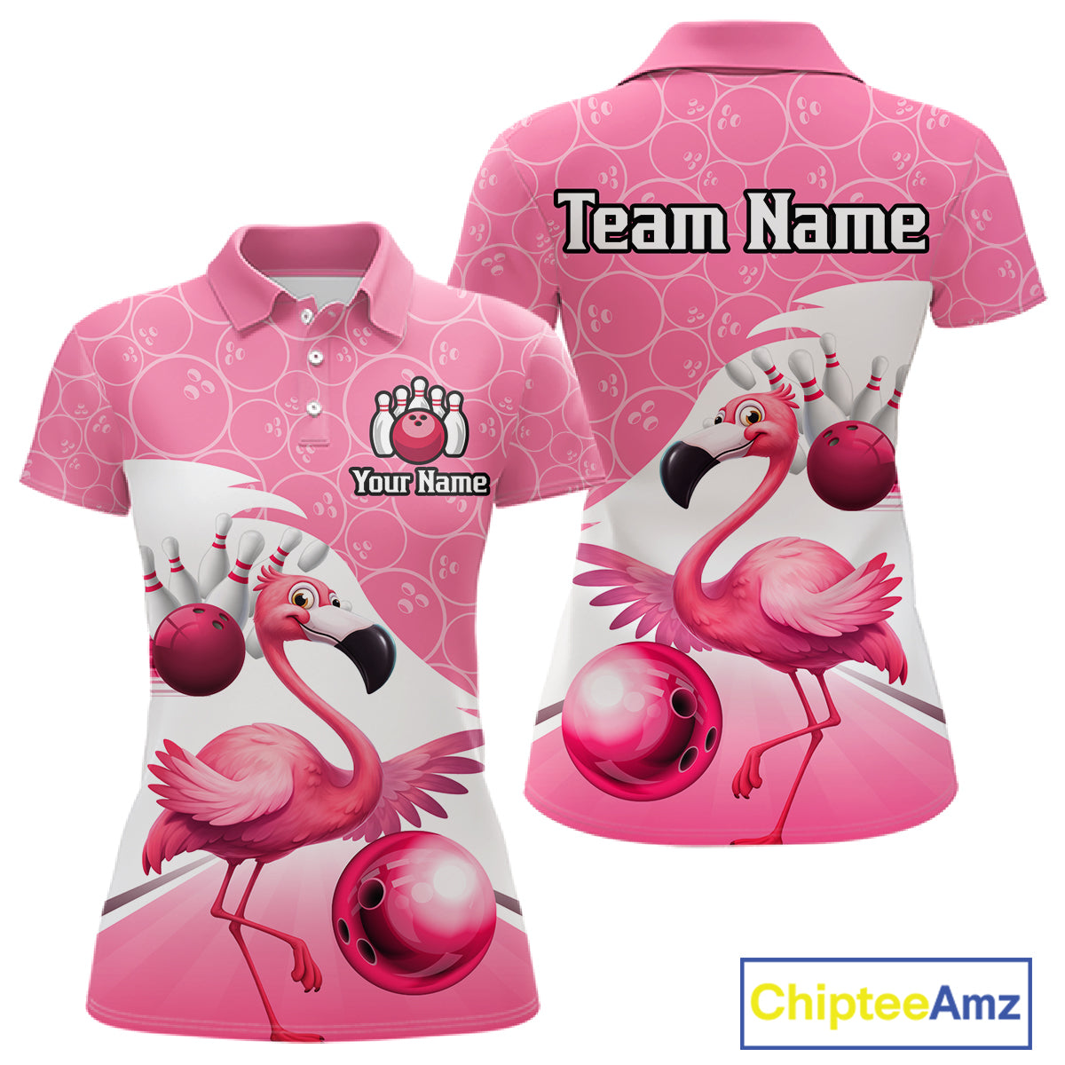 Funny Pink Flamingo Bowling Shirts for Women Custom Flamingo Team bowling jerseys, gift for bowlers NQS11715