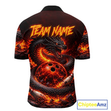 Load image into Gallery viewer, Custom Red Dragon Bowling Polo Shirts, Bowling 1/4 zip jersey For Men, Team Bowling League jerseys NQS11588