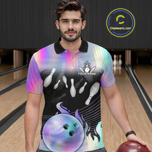 Load image into Gallery viewer, Bowling Polo Shirts For Men, 1/4 zip shirts Custom hologram Bowling Team Shirts Bowler Outfit NQS11385