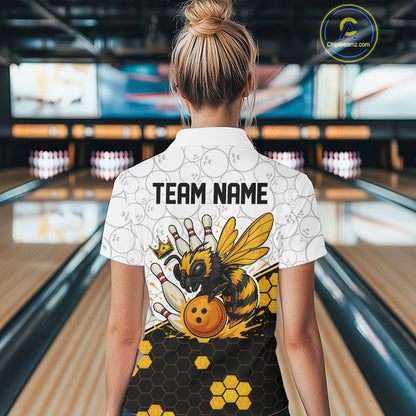 Black and White Camo Bowling Yellow Honey Bee Bowling shirts for Women Custom Team bowling jersey NQS11249