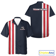 Load image into Gallery viewer, Retro Bowling Hawaiian Button-up Shirt custom Red, White &amp; Blue patriotic bowling outfits team jersey NQS11446