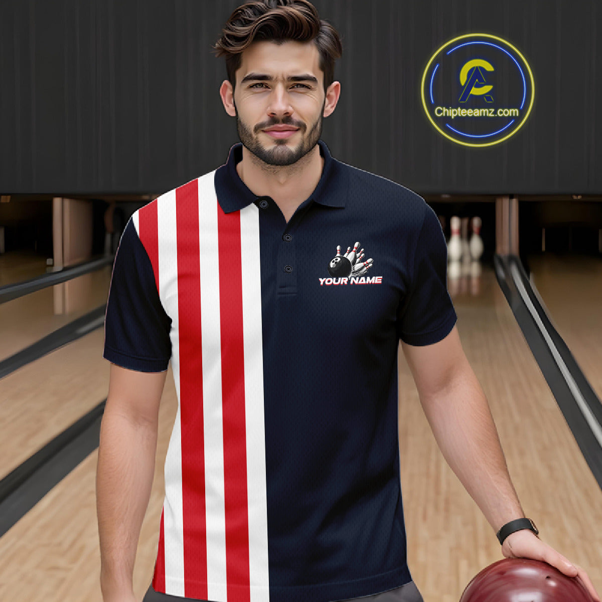 Retro Bowling Shirts For Men custom Red, White and Blue patriotic bowling outfits team jerseys NQS11446
