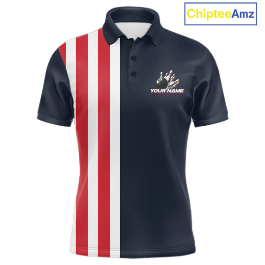 Retro Bowling Shirts For Men custom Red, White and Blue patriotic bowling outfits team jerseys NQS11446