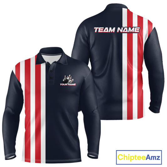 Retro Bowling Shirts For Men custom Red, White and Blue patriotic bowling outfits team jerseys NQS11446