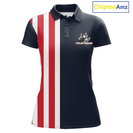 Retro Bowling Shirts For Women custom Red, White and Blue patriotic bowling outfits team jerseys NQS11446