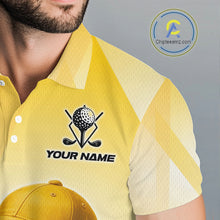 Load image into Gallery viewer, Funny Yellow pattern Golf ball drinking beer Mens Golf Polo Shirt Custom team golf outfits for mens NQS10718