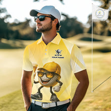 Load image into Gallery viewer, Funny Yellow pattern Golf ball drinking beer Mens Golf Polo Shirt Custom team golf outfits for mens NQS10718