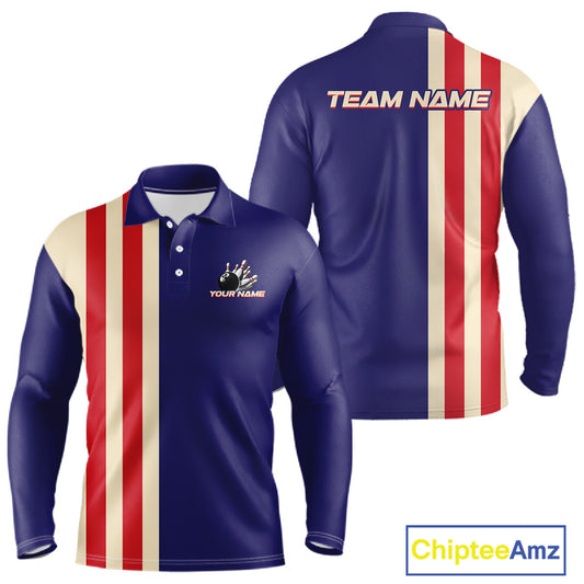 Red, White and Blue Retro Bowling Shirts For Men custom patriotic bowling outfits team jerseys NQS11167