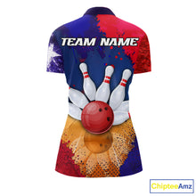 Load image into Gallery viewer, Custom Texas Flag Bowling Polo, 1/4 zip Shirts For Women, Patriotic Texas Bowling Team League Jerseys NQS11626