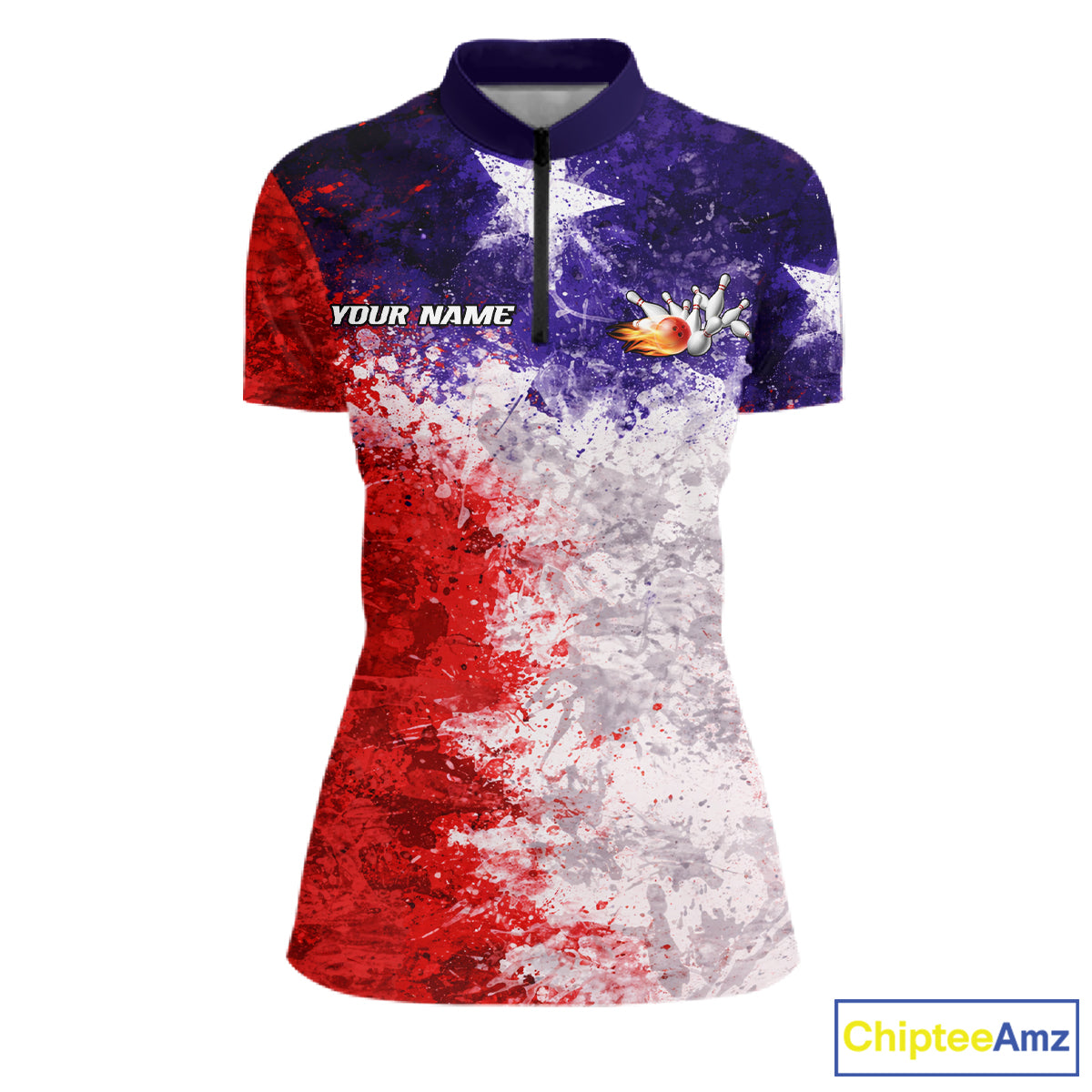 Custom Texas Flag Bowling Polo, 1/4 zip Shirts For Women, Patriotic Texas Bowling Team League Jerseys NQS11626