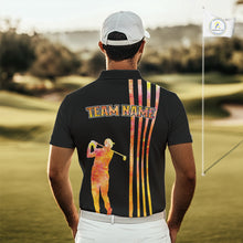 Load image into Gallery viewer, Personalized Watercolor Stripes Golf Polo Shirts For Men, Black Team Mens Golf Attire NQS11651