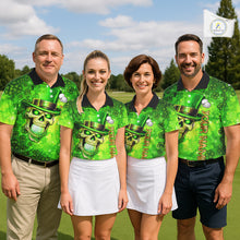 Load image into Gallery viewer, Funny Skull green shamrock pattern Golf Polo Shirts For Men Custom St Patrick's Day mens golf tops NQS11662