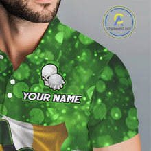 Load image into Gallery viewer, Custom Funny Skull Golf and Beer Ireland Flag Green St Patrick Team Polo shirts for Men, golfing gift NQS11485
