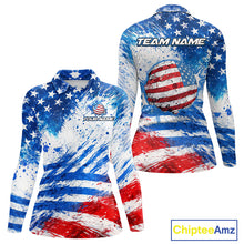 Load image into Gallery viewer, Red, White and Blue American Flag Golf Polo Shirts For Ladies Custom patriotic Team womens golf tops NQS11506