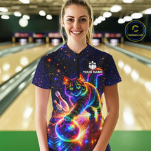 Load image into Gallery viewer, Personalized Bowling Shirts for Women Custom Cat Team Bowling Apparel, Colorful Neon bowling shirts NQS11517