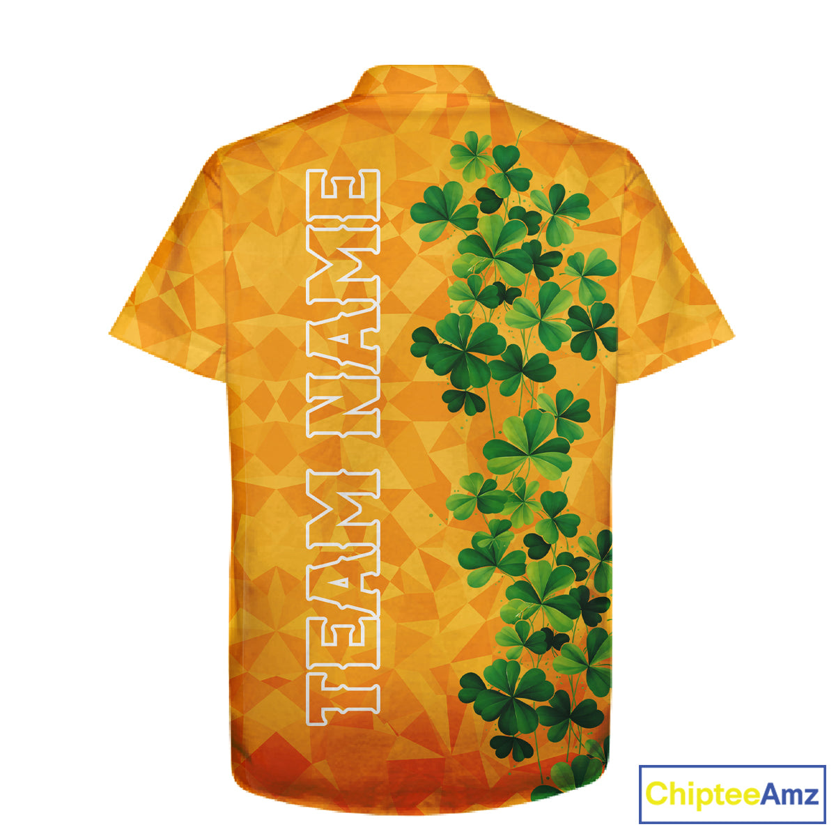 Orange pattern Green clovers St Patrick's Day Bowling Button-up Shirt Custom Bowling Team jerseys NQS11696
