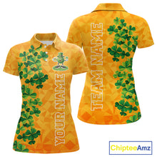 Load image into Gallery viewer, Orange pattern Green clovers St Patrick's Day Bowling Shirts for Women Custom Bowling Team jerseys NQS11696