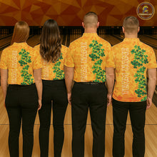 Load image into Gallery viewer, Orange pattern Green clovers St Patrick's Day Bowling Shirts for Women Custom Bowling Team jerseys NQS11696
