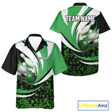 Load image into Gallery viewer, Green shamrock pattern Bowling Hawaiian Shirt custom St Patrick&#39;s Day bowling outfits team jerseys NQS11166