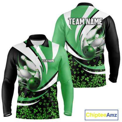 Green shamrock pattern Bowling Shirts For Men custom St Patrick's Day bowling outfits team jerseys NQS11166
