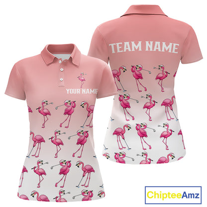 Funny Pink Flamingo Golf polo shirt for Women custom Flamingo golfer pattern golf shirts NQS11714