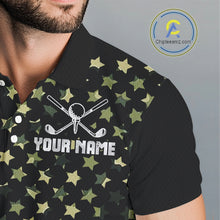 Load image into Gallery viewer, Black and Green Camo American Flag Golf Polo Shirts For Men Custom patriotic men&#39;s golf clothing NQS11178
